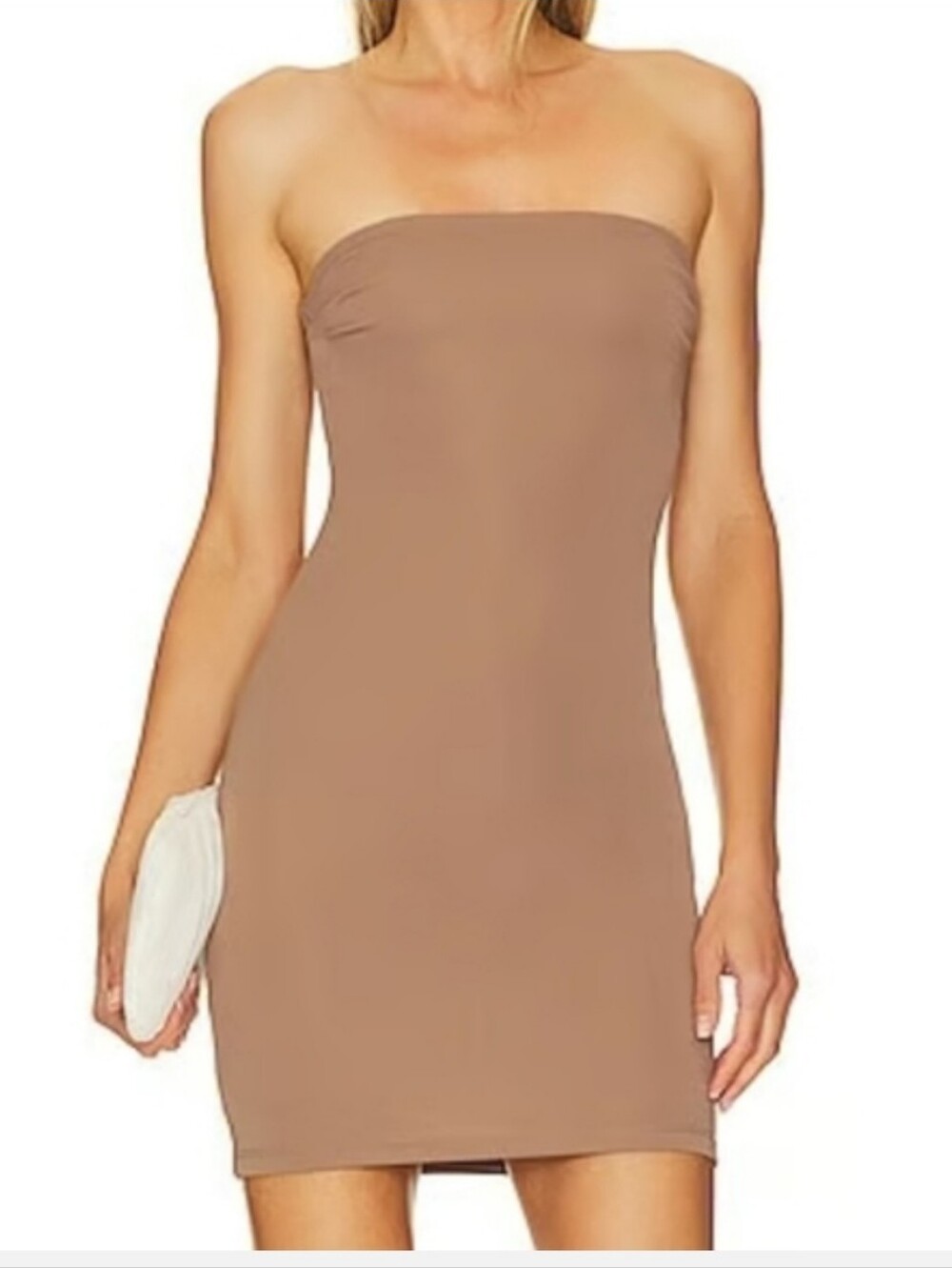 LPA Thalia Strapless Bodycon Mini Dress Mushroom Tan Tube